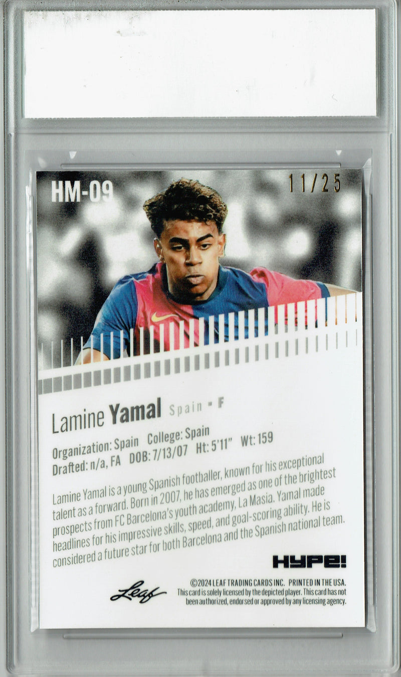 Lamine Yamal 2024 Leaf HYPE! Metal #HM-09 Silver Only 25 Made Rookie Card PGI 10