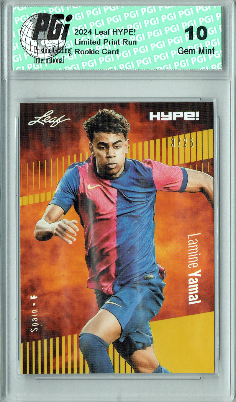 Lamine Yamal 2024 Leaf HYPE! #164 Gold SP 25 Made Rookie Card PGI 10