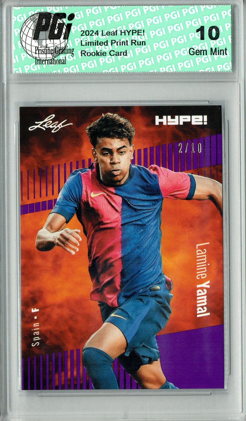 Lamine Yamal 2024 Leaf HYPE! #164 Purple SP 10 Made Rookie Card PGI 10