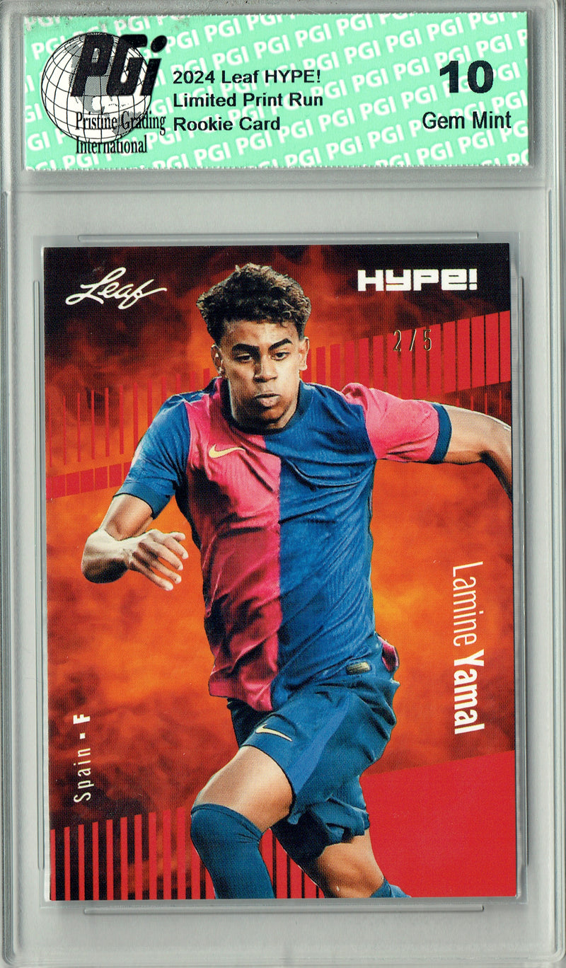 Lamine Yamal 2024 Leaf HYPE! #164 Red SP 5 Made Rookie Card PGI 10