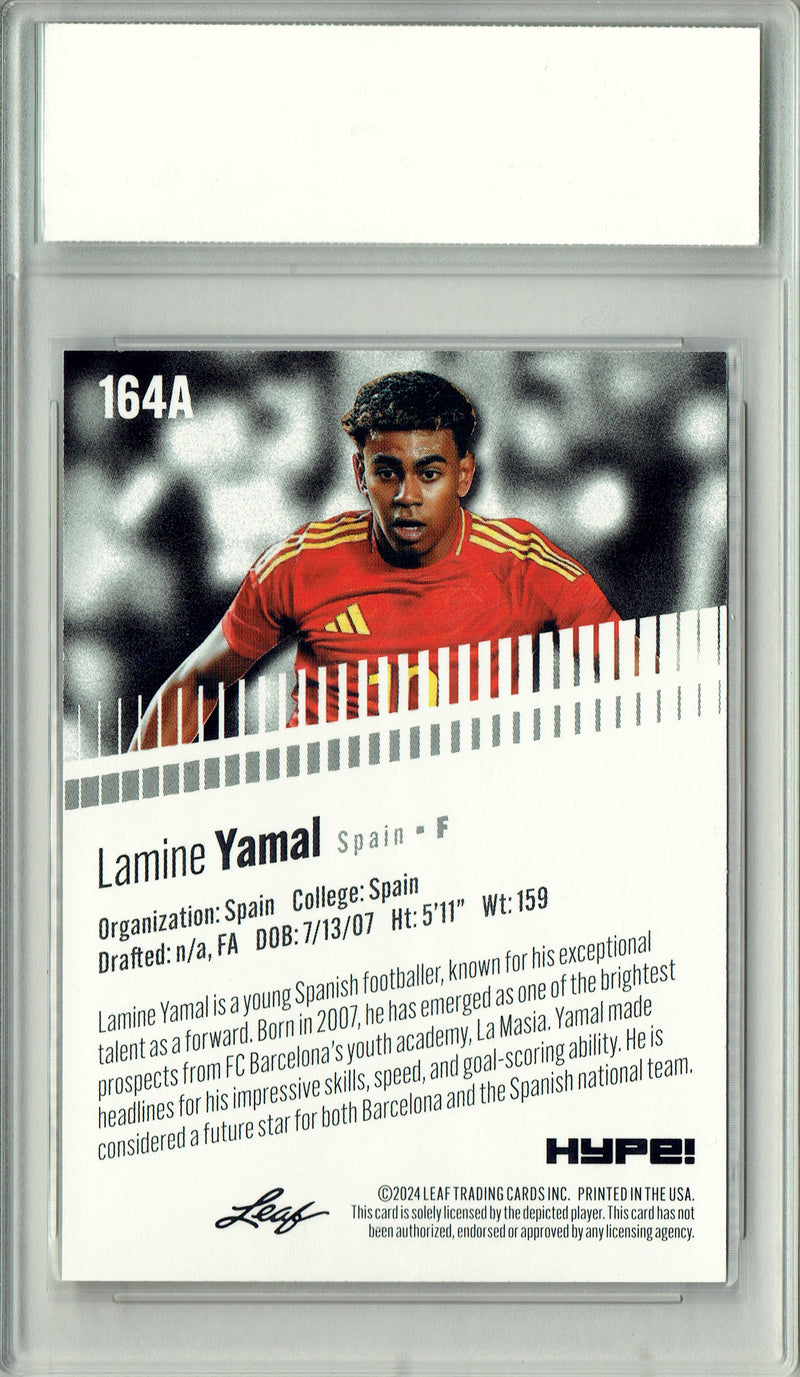 Lamine Yamal 2024 Leaf HYPE! #164A Masterpiece 1 of 1 Rookie Card PGI 10