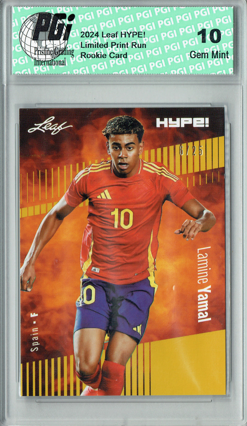 Lamine Yamal 2024 Leaf HYPE! #164A Gold SP 25 Made Rookie Card PGI 10