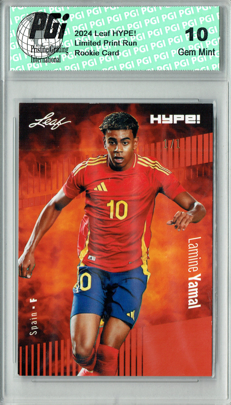 Lamine Yamal 2024 Leaf HYPE! #164A Masterpiece 1 of 1 Rookie Card PGI 10