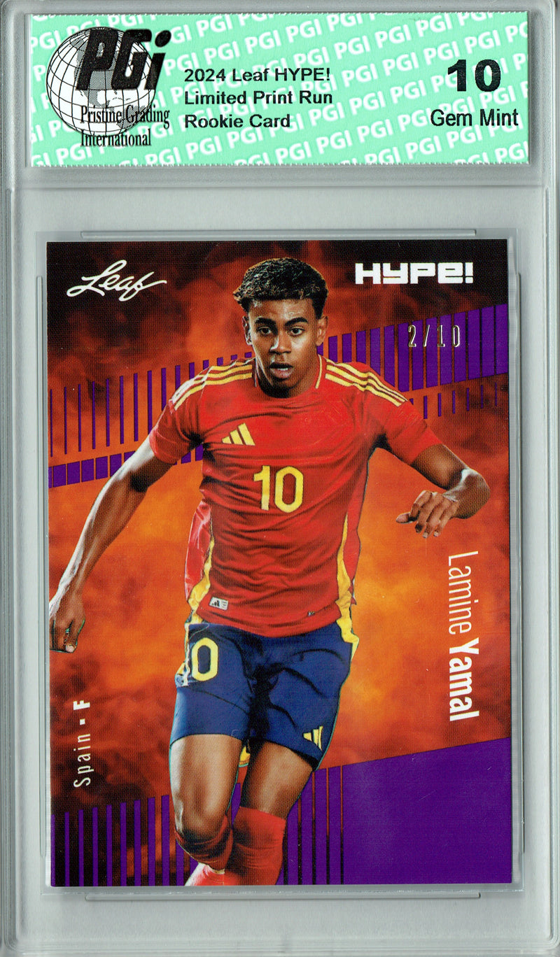 Lamine Yamal 2024 Leaf HYPE! #164A Purple SP 10 Made Rookie Card PGI 10