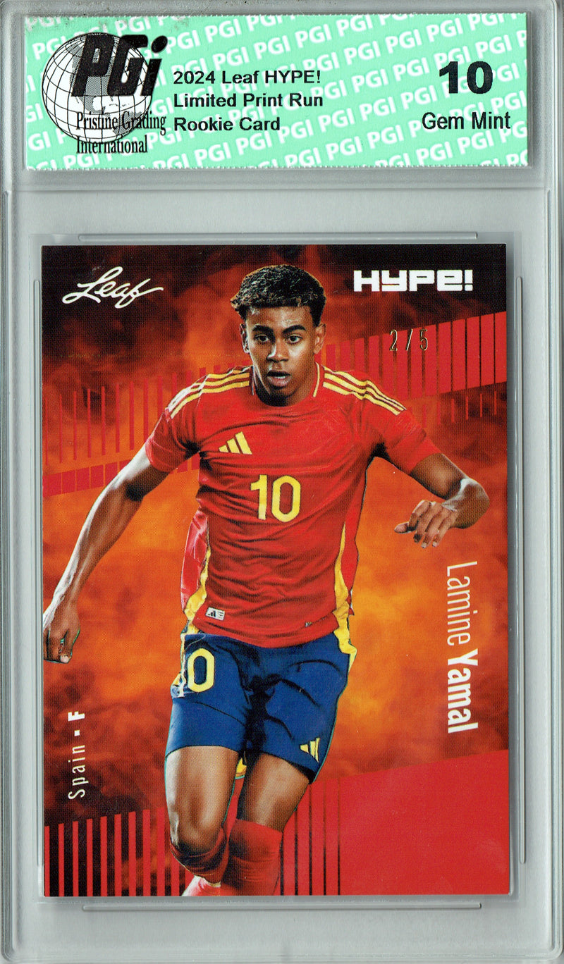 Lamine Yamal 2024 Leaf HYPE! #164A Red SP 5 Made Rookie Card PGI 10