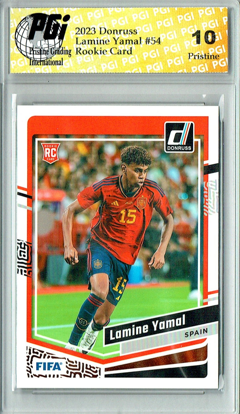 Lamine Yamal Rookie Card 2023 Donruss #54 PRISTINE, PGI 10, Barcelona Soccer
