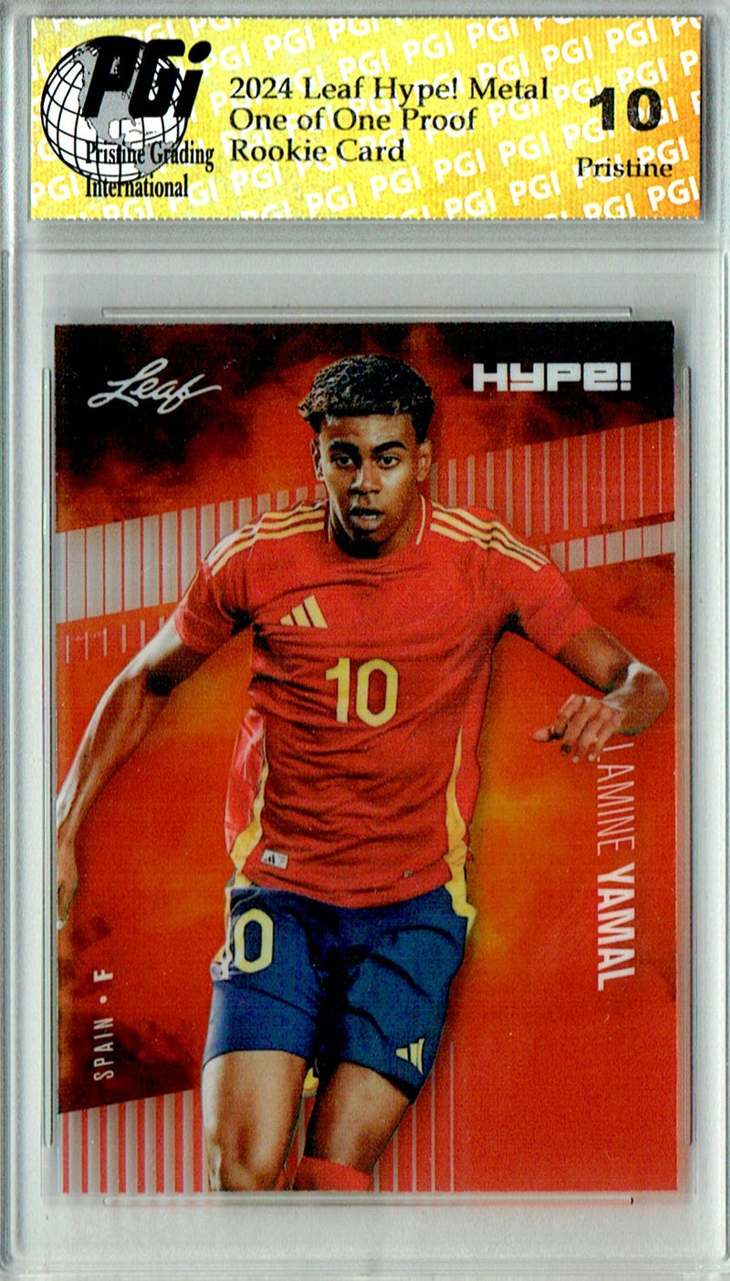 Lamine Yamal 2024 Leaf HYPE! Metal #HM-10 Red 1/1 Proof Rookie Card PGI 10