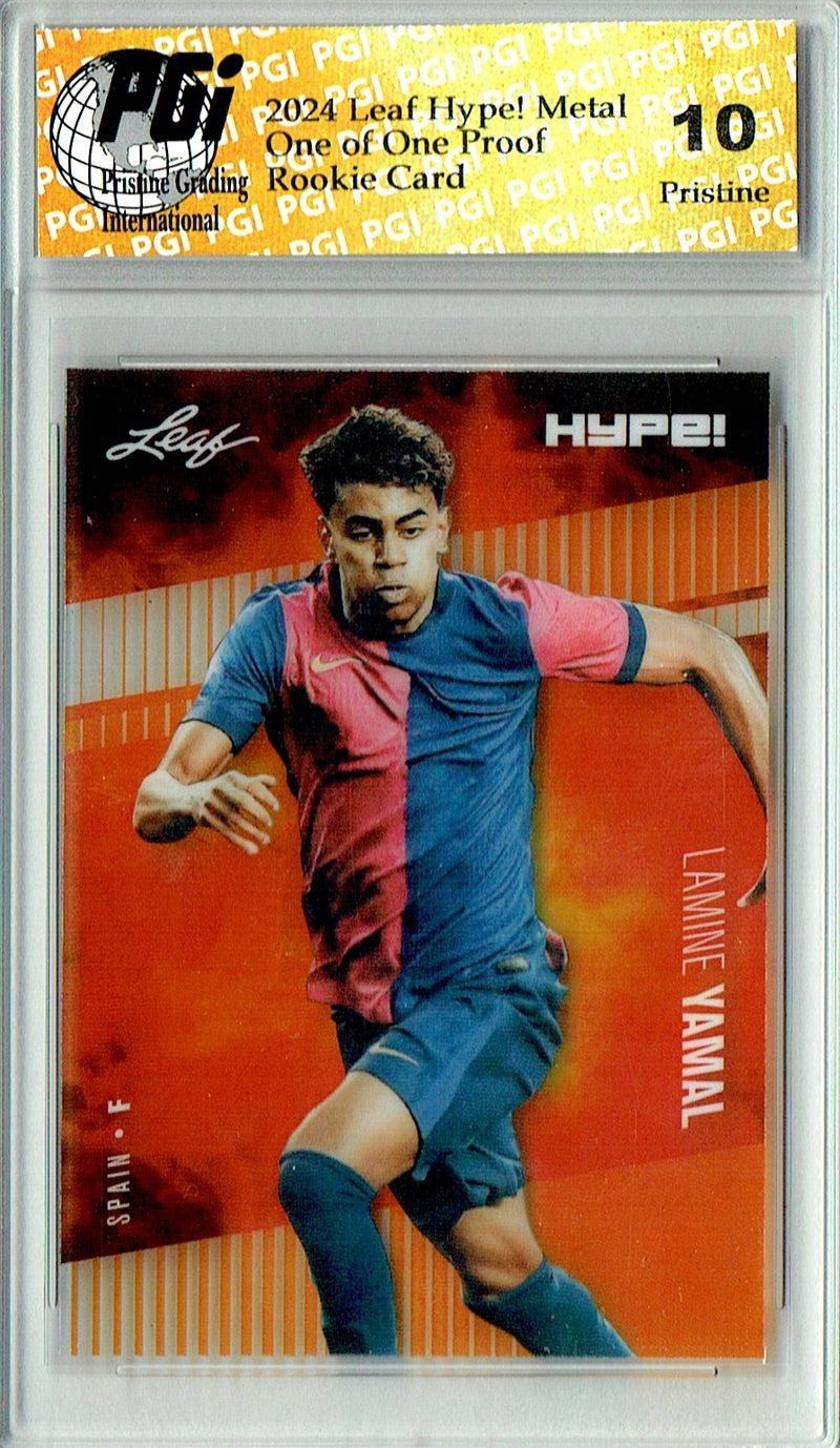 Lamine Yamal 2024 Leaf Metal HYPE! #HM-09 Orange 1/1 Proof Rookie Card PGI 10