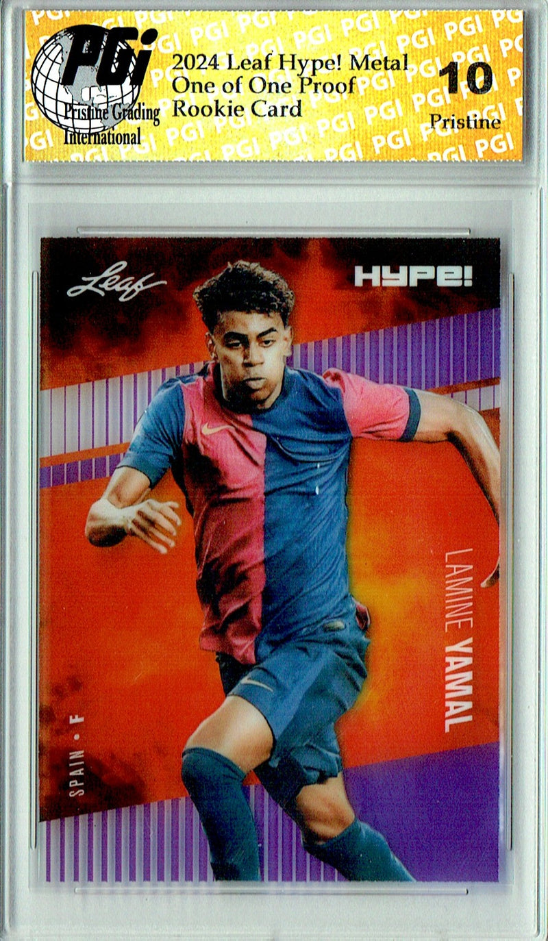 Lamine Yamal 2024 Leaf Metal HYPE! #HM-09 Purple 1/1 Proof Rookie Card PGI 10