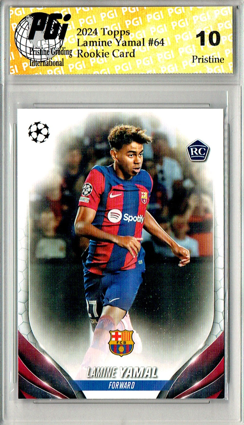 Lamine Yamal Rookie Card 2024 Topps #64 PRISTINE, PGI 10, Barcelona Soccer