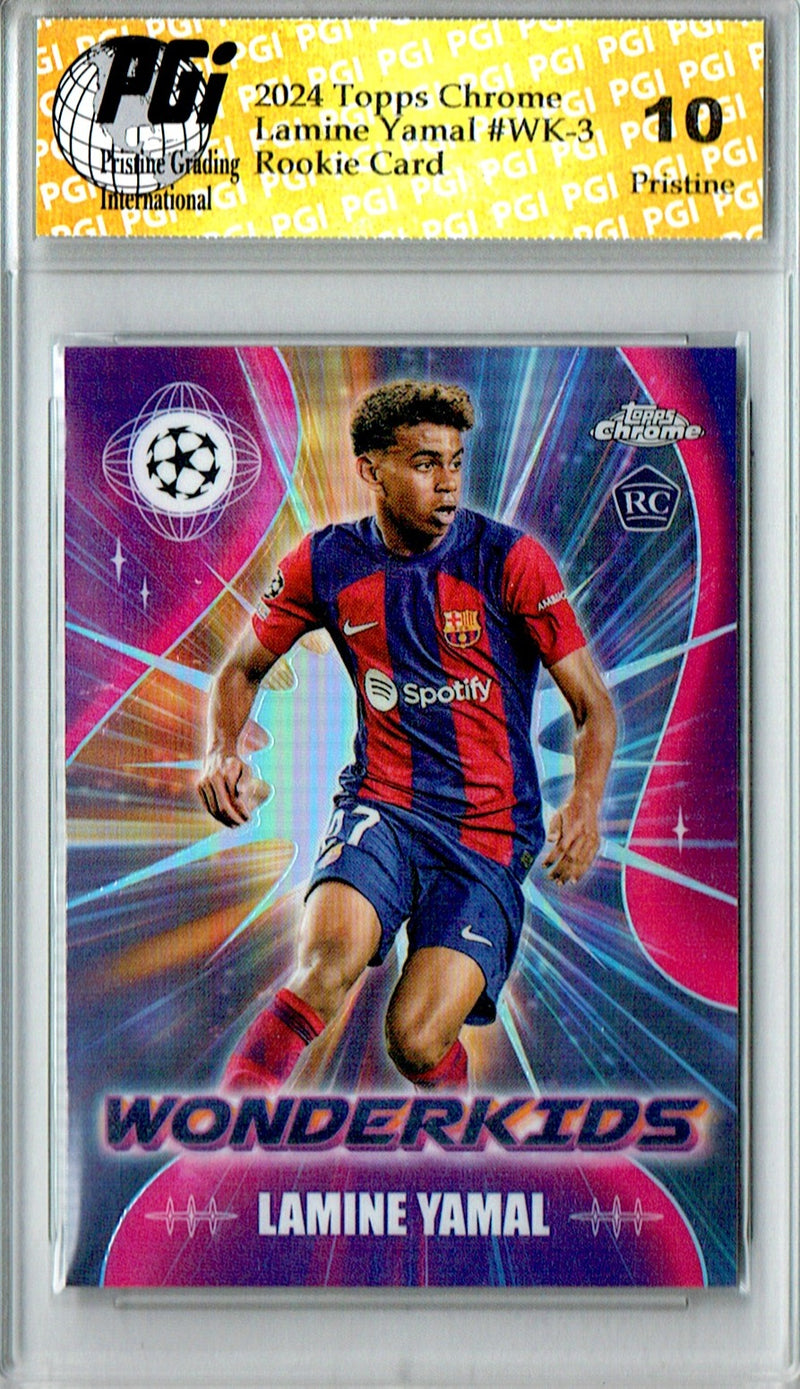 Lamine Yamal Rookie Card 2024 Topps Chrome #WK-3 PRISTINE, PGI 10, Barcelona Soccer