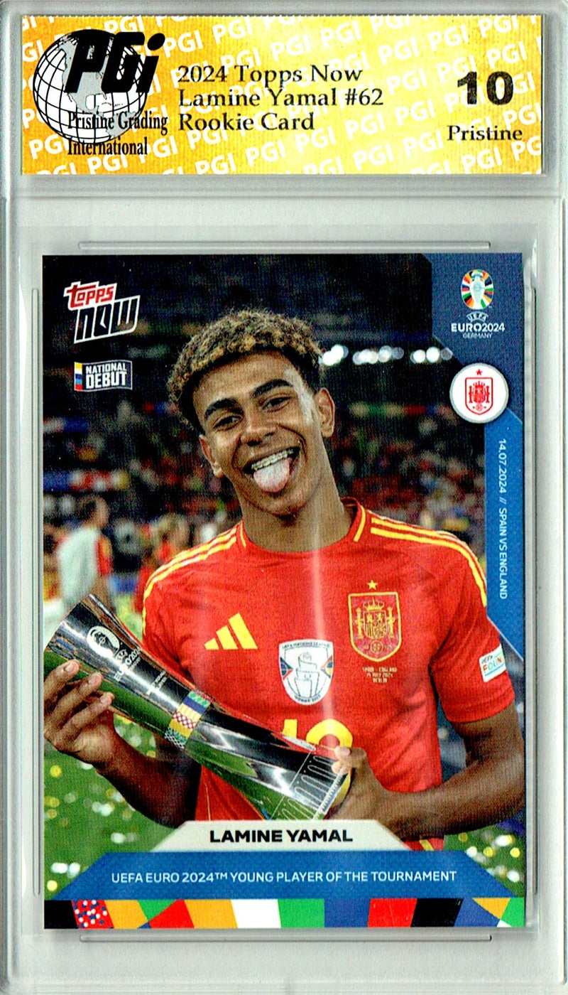 Lamine Yamal Rookie Card 2024 Topps Now #62 PRISTINE, PGI 10, Barcelona Soccer