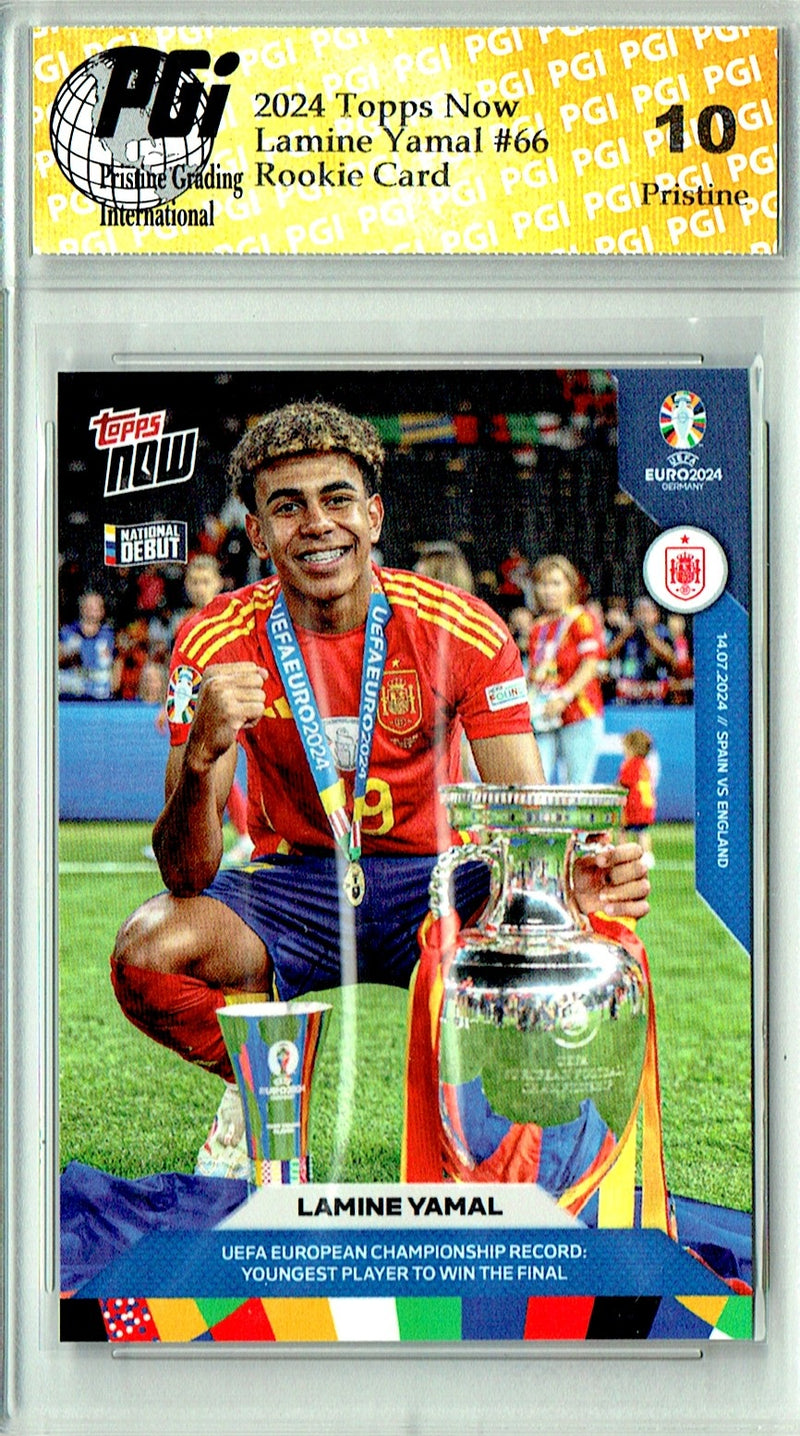 Lamine Yamal Rookie Card 2024 Topps Now #66 PRISTINE, PGI 10, Barcelona Soccer