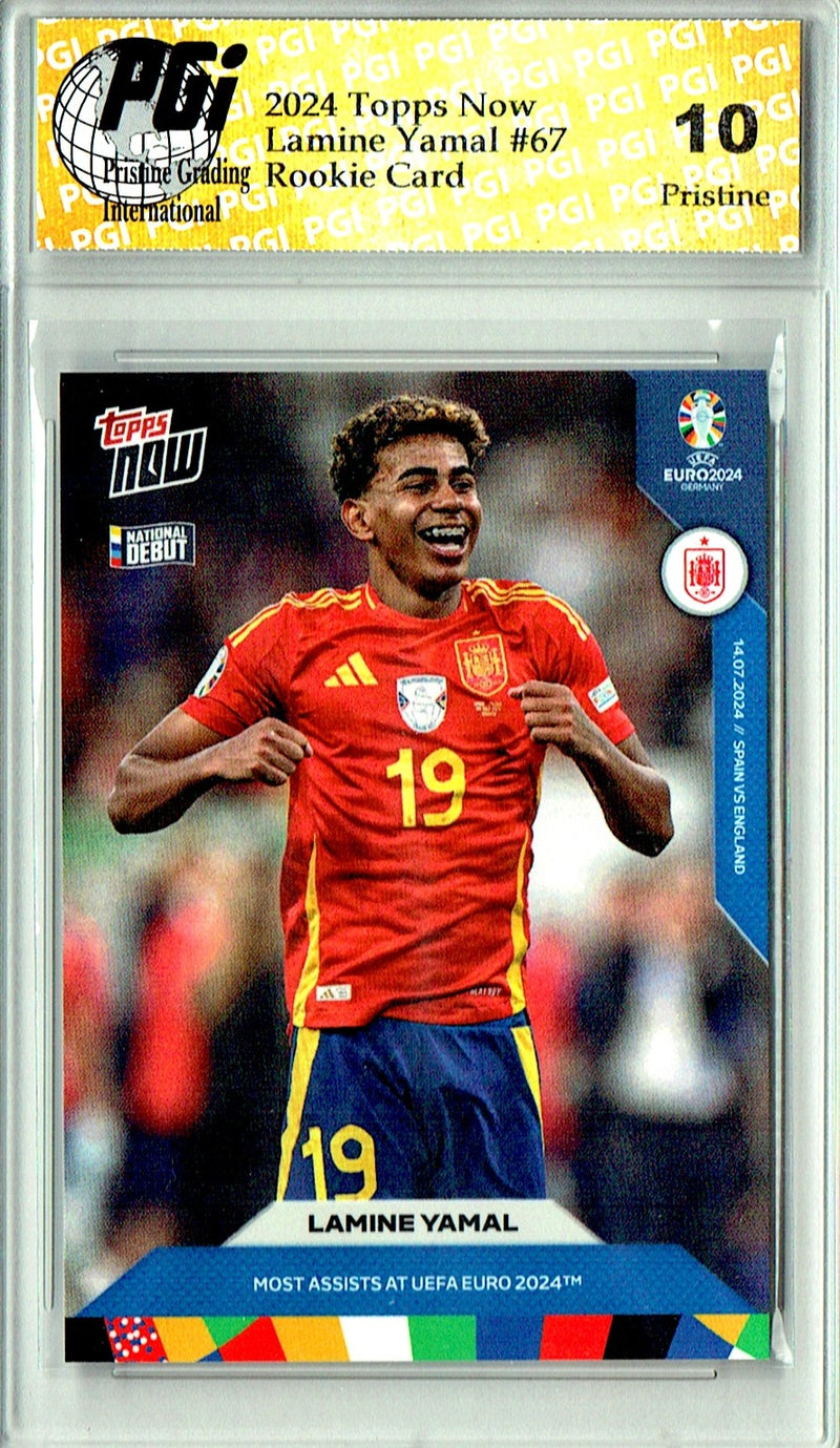 Lamine Yamal Rookie Card 2024 Topps Now #67 PRISTINE, PGI 10, Barcelona Soccer