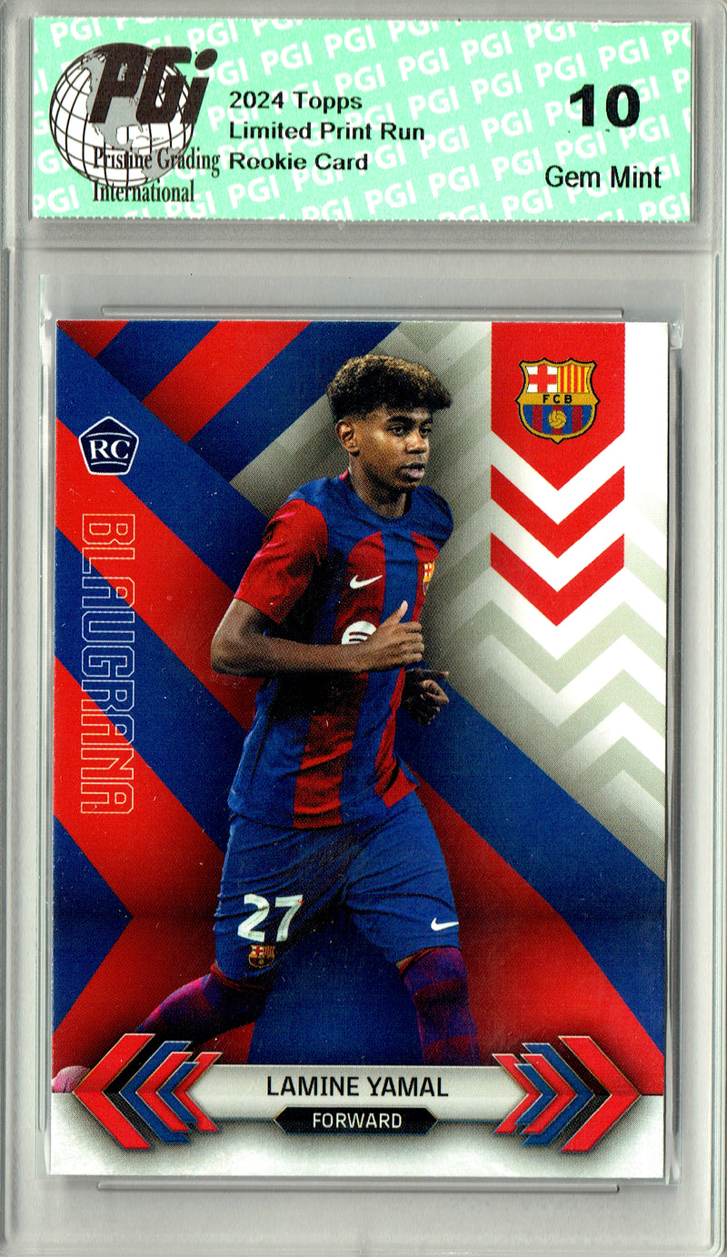 Lamine Yamal Rookie Card 2024 Topps Barcelona Team Set #BL-1 Blaugrana, PGI 10, Barcelona Soccer