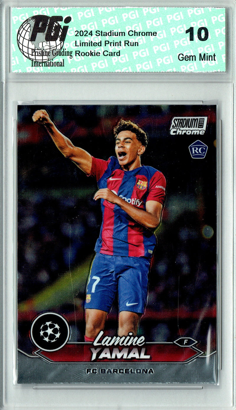 Lamine Yamal Rookie Card 2024 Stadium Club Chrome #27, PGI 10, Barcelona Soccer