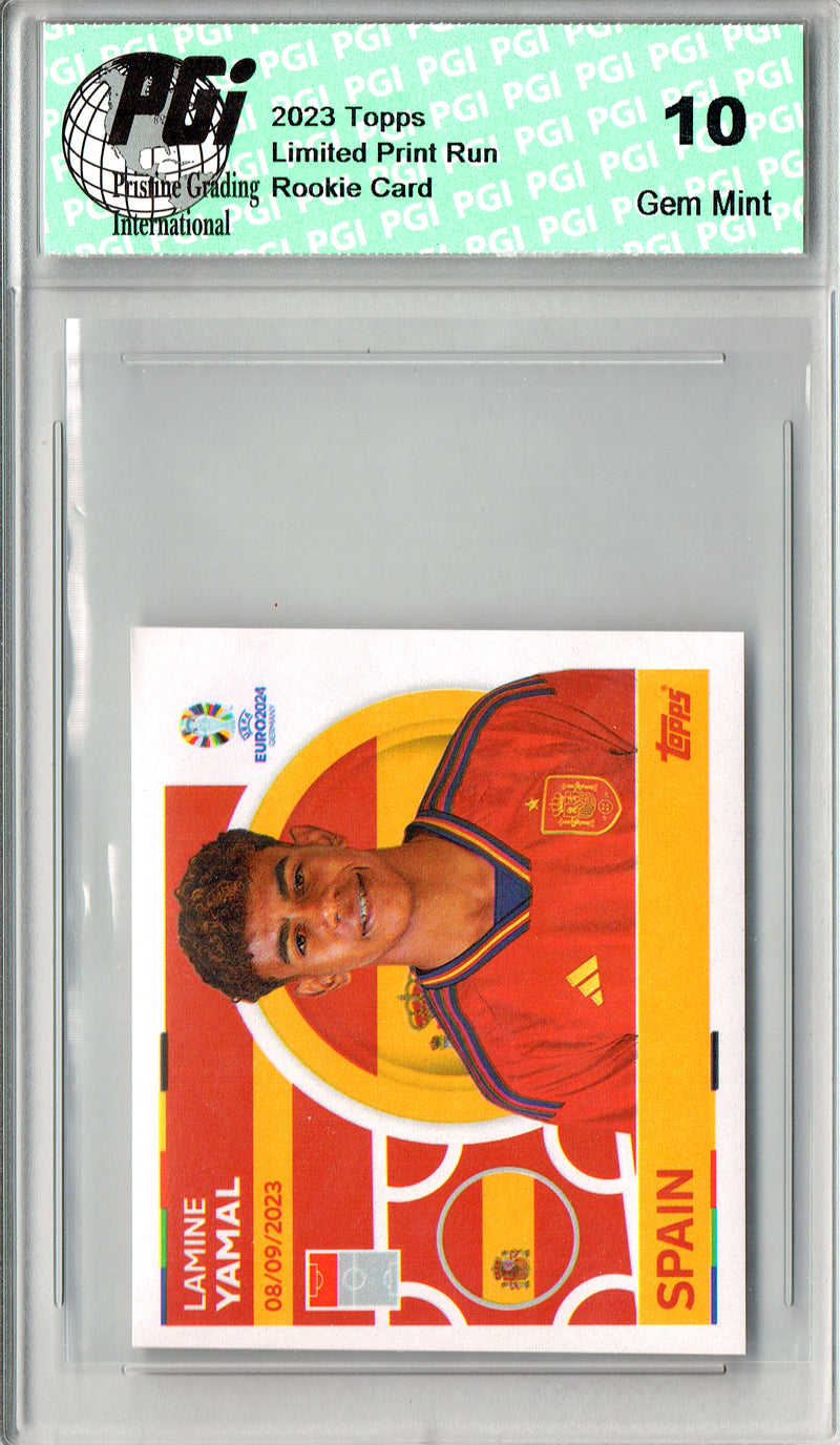 Lamine Yamal Rookie Card 2023 Topps Stickers #19 ESP19, PGI 10, Barcelona Soccer