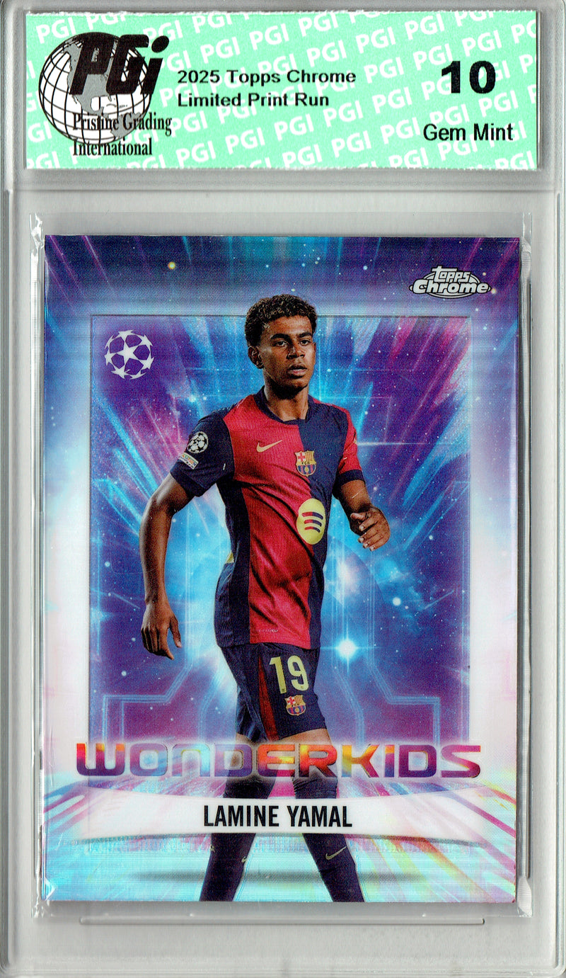 Lamine Yamal Rookie Card 2025 Topps Chrome #WK-1 Wonderkids, PGI 10, Barcelona Soccer