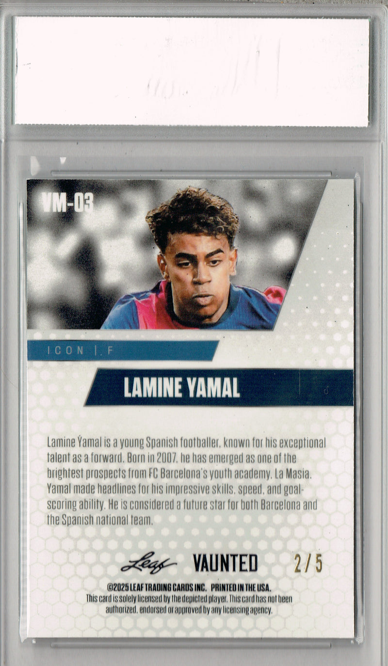 Lamine Yamal 2025 Leaf Vaunted Metal #VM-03 Green 5 Made Rare Card PGI 10