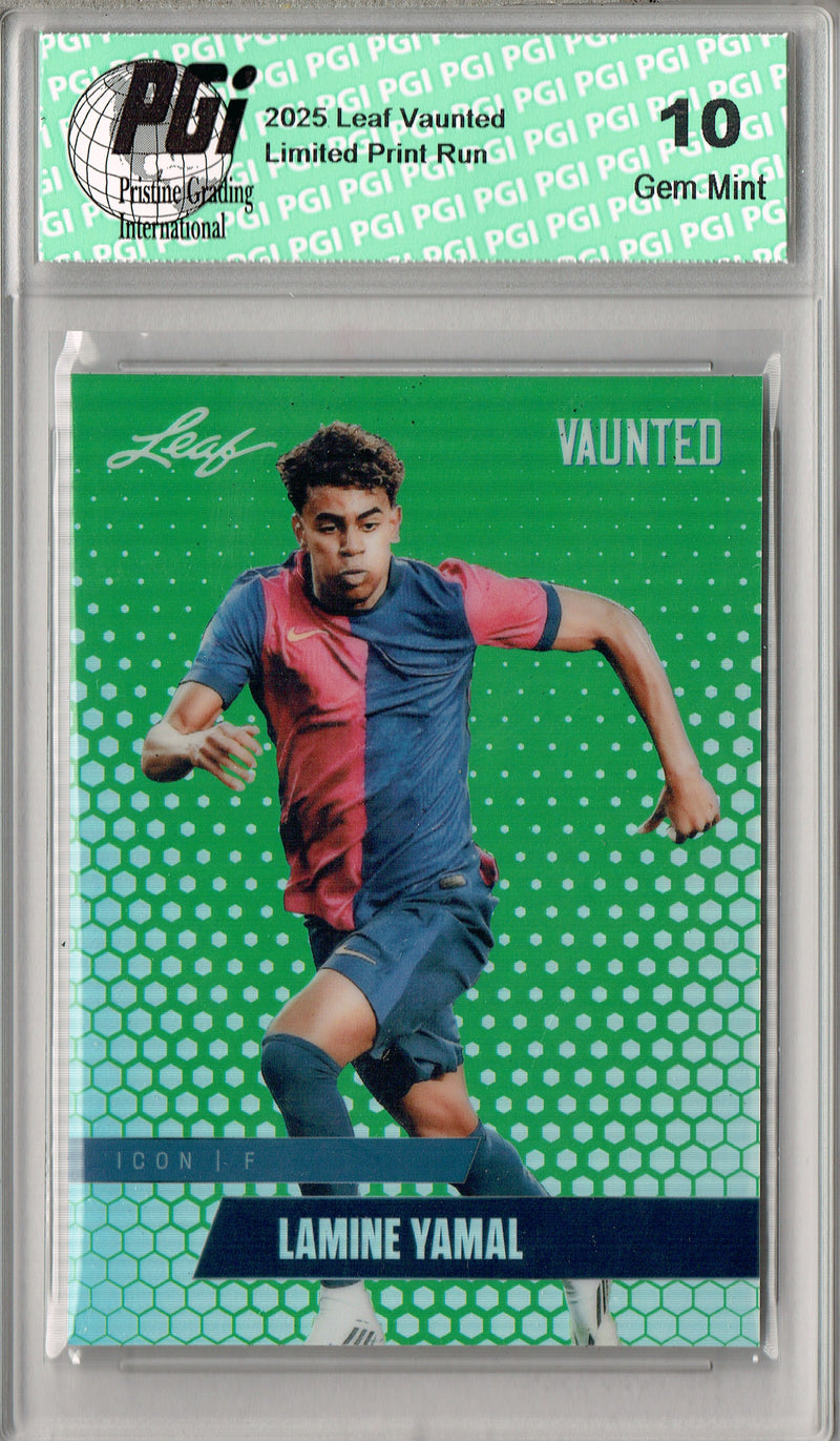 Lamine Yamal 2025 Leaf Vaunted Metal #VM-03 Green 5 Made Rare Card PGI 10
