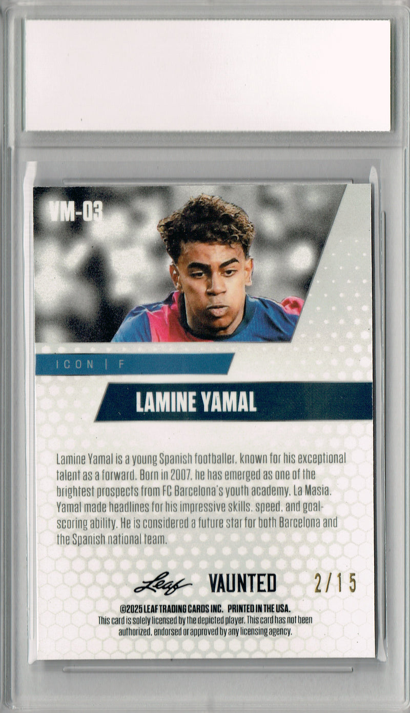 Certified Mint+ Lamine Yamal 2025 Leaf Vaunted Metal #VM-03 Purple 15 Made Rare Card Barcelona