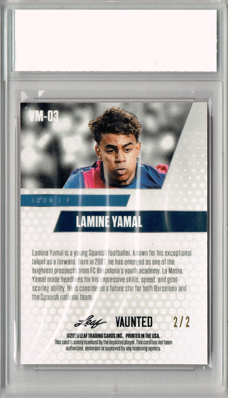 Certified Mint+ Lamine Yamal 2025 Leaf Vaunted Metal #VM-03 Red #2/2 Made Rare Card Barcelona