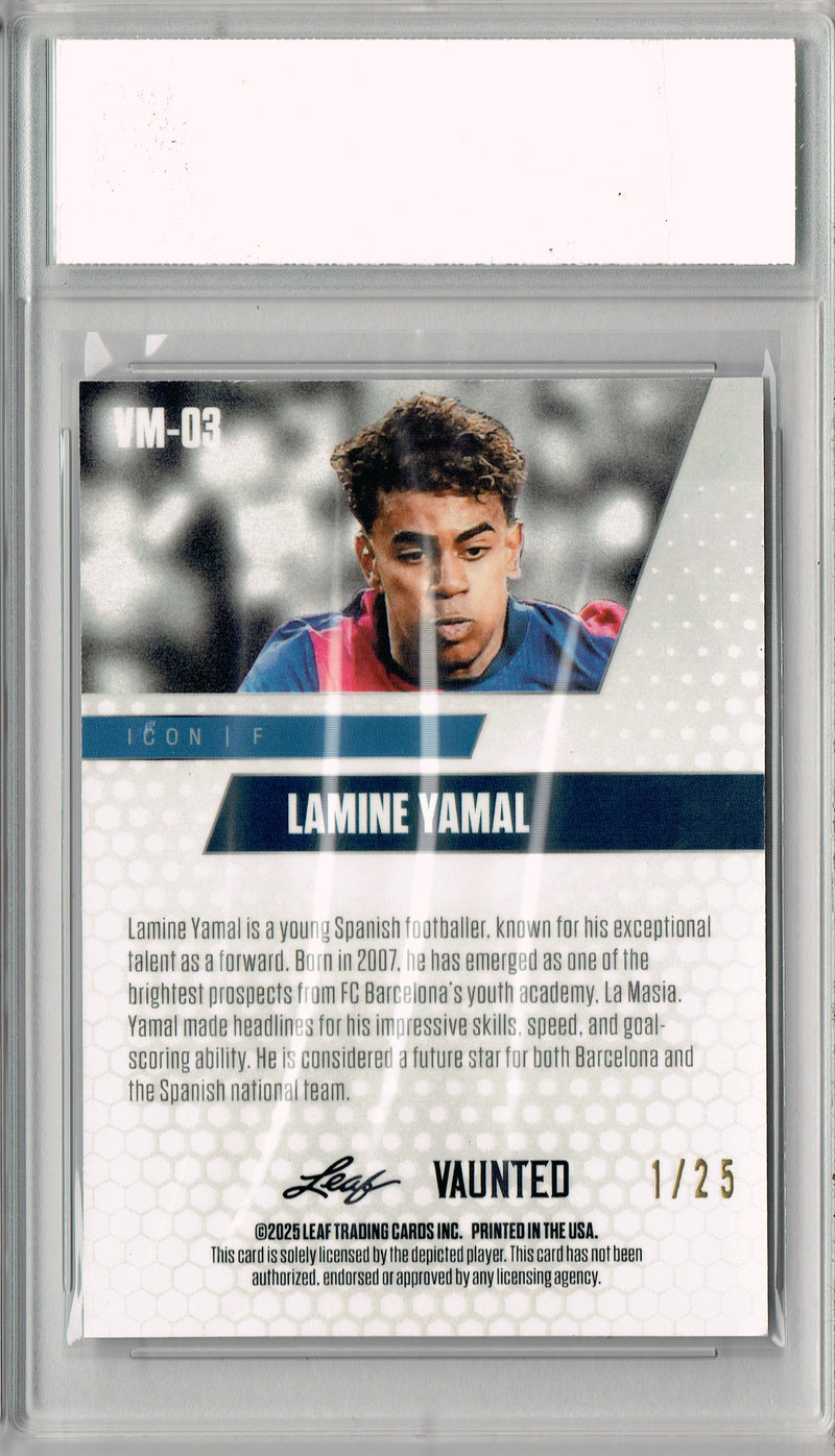 Certified Mint+ Lamine Yamal 2025 Leaf Vaunted Metal #VM-03 Silver 25 Made Rare Card Barcelona