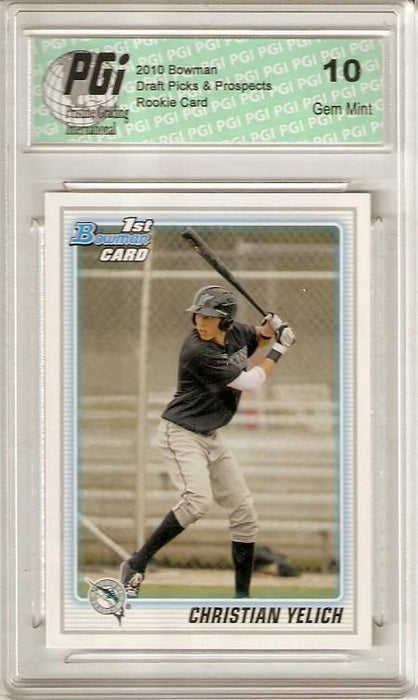 Christian Yelich Marlins 2010 1st Bowman #BDPP78 Rookie Card PGI 10