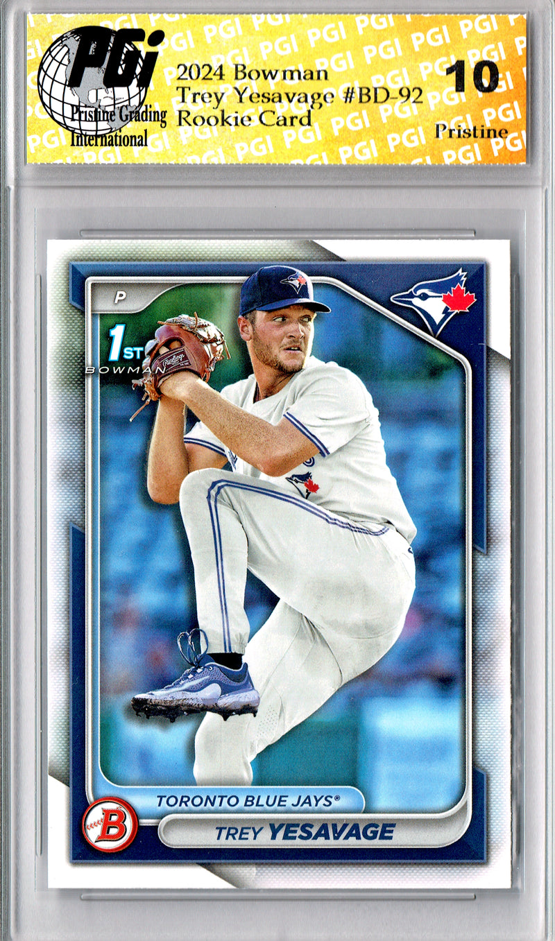 Trey Yesavage Rookie Card 2024 Bowman Draft #BD-92 PRISTINE, PGI 10, Toronto Blue Jays Baseball