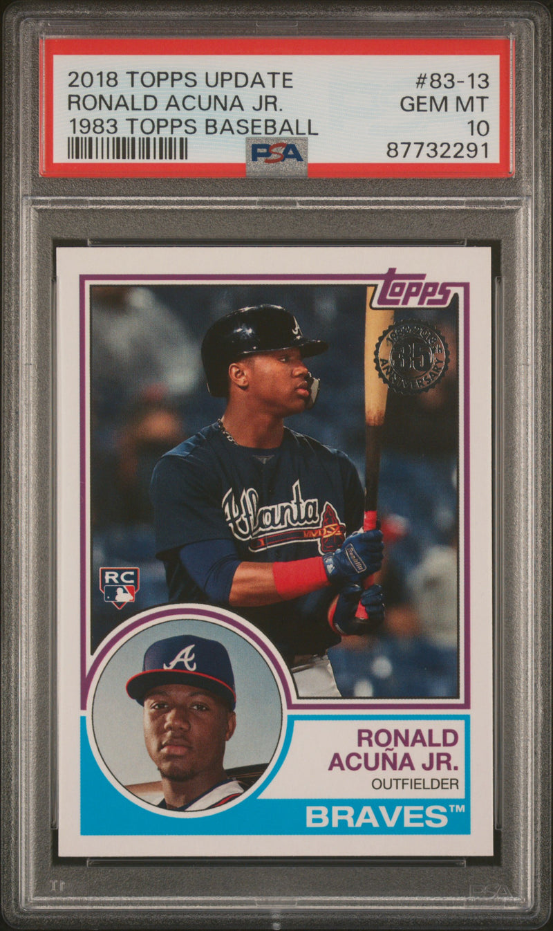 PSA 10 Ronald Acuna 2018 Topps Update #83-13 1983 Throwback Rookie Card Atlanta Braves