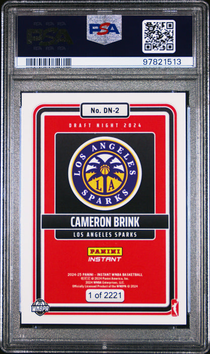 PSA 9 Cameron Brink 2024 Panini Instant #DN2 WNBA Draft Night Rookie Card