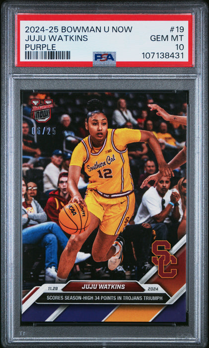 PSA 10 JuJu Watkins 2024 Bowman University Now #19 Purple #6 of 25 Rookie Card
