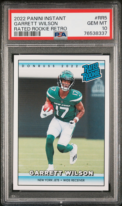 PSA 10 GEM-MT Garrett Wilson 2022 Panini Instant #RR5 Rookie Card Rated Rookie Retro