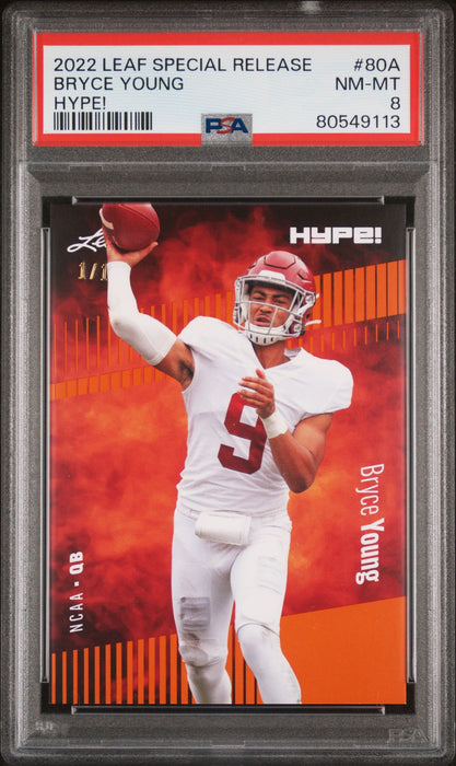 PSA 8 Bryce Young 2022 Leaf Hype! #80A Orange Masterpiece 1/1 Rookie Card