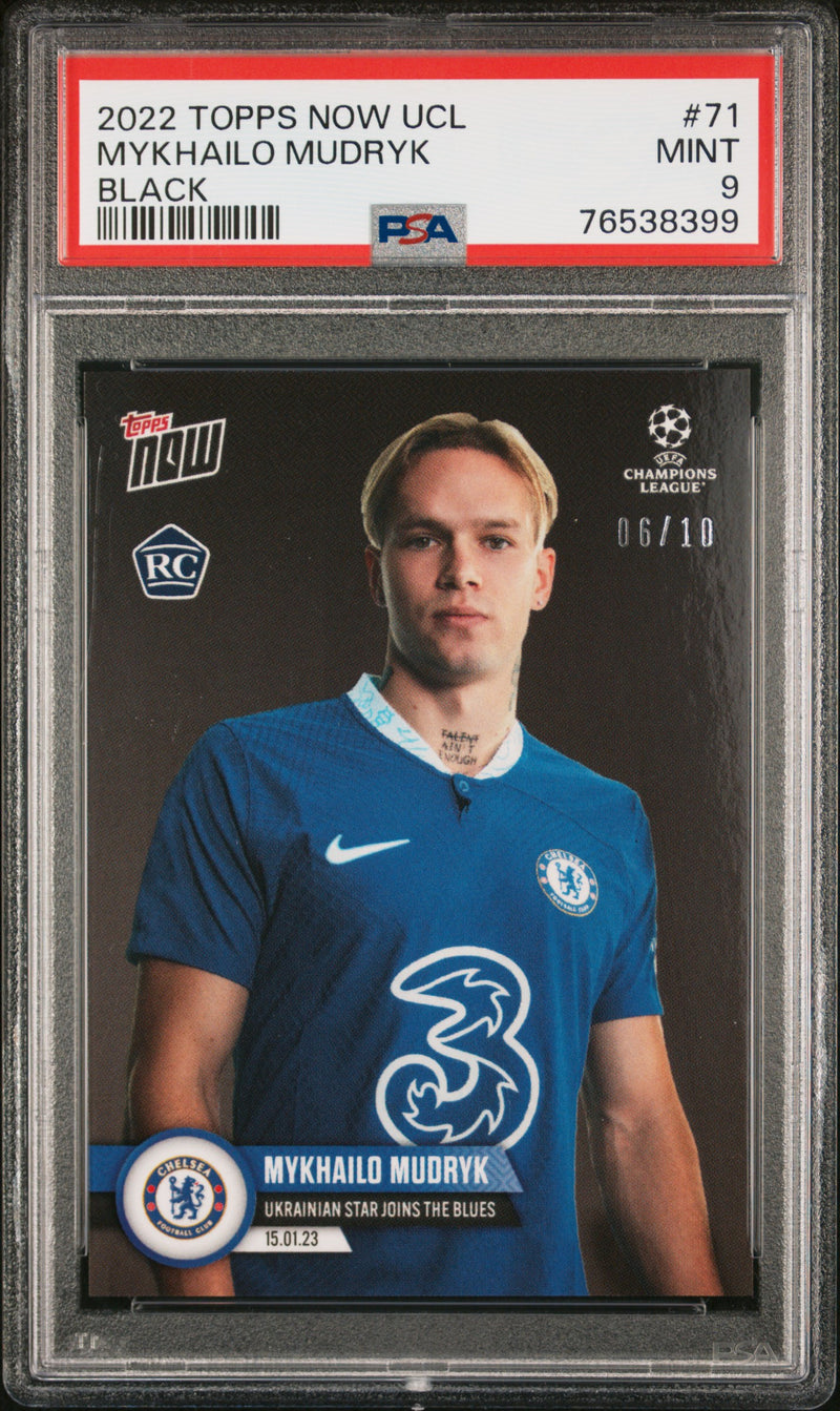 Mykhailo Mudryk PSA 9 2022 Topps Now UCL #71 Rookie Card Black #6/10
