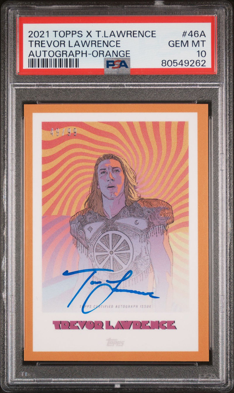 PSA 10 Trevor Lawrence 2021 Topps X #46A Orange Auto #49/99 Rookie Card