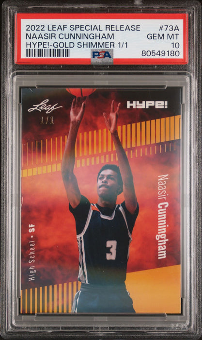 PSA 10 Naasir Cunningham 2022 Leaf Hype! #73A Gold Shimmer 1 of 1 Rookie Card