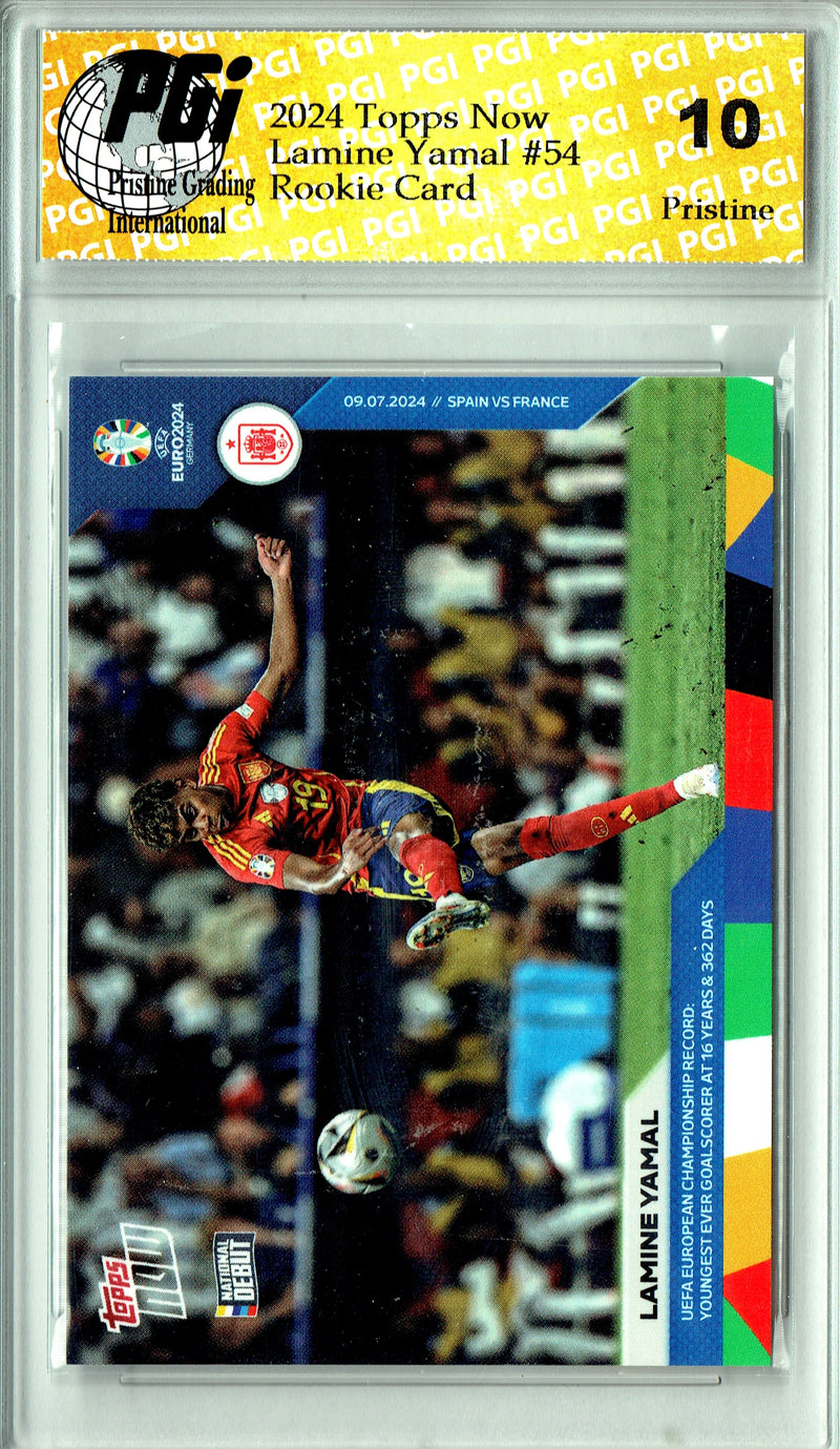 Lamine Yamal Rookie Card 2024 Topps Now #54 PRISTINE, PGI 10, Barcelona Soccer