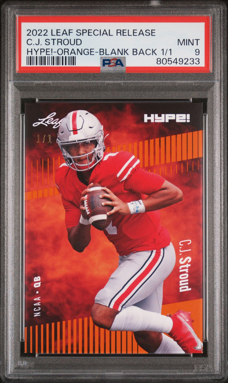 PSA 9 C.J. Stroud 2022 Leaf Hype! #81 Orange Blank Back 1/1 Rookie Card