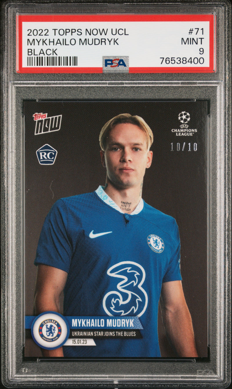 Mykhailo Mudryk PSA 9 2022 Topps Now UCL #71 Rookie Card Black #10/10