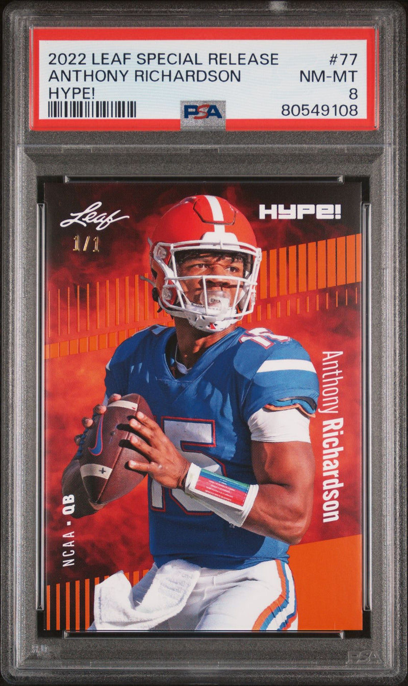 PSA 8 Anthony Richardson 2022 Leaf Hype! #77 Orange Masterpiece 1/1 Rookie Card