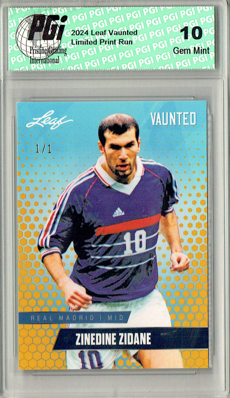 Zinedine Zidane 2024 Leaf Vaunted #V-20 Gold Blank Back 1/1 Rookie Card PGI 10