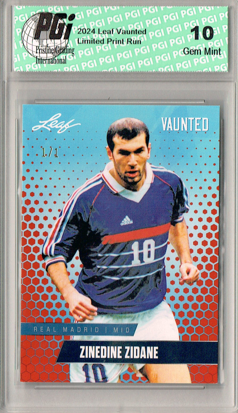 Zinedine Zidane 2024 Leaf Vaunted #V-20 Orange Blank Back 1/1 Rookie Card PGI 10