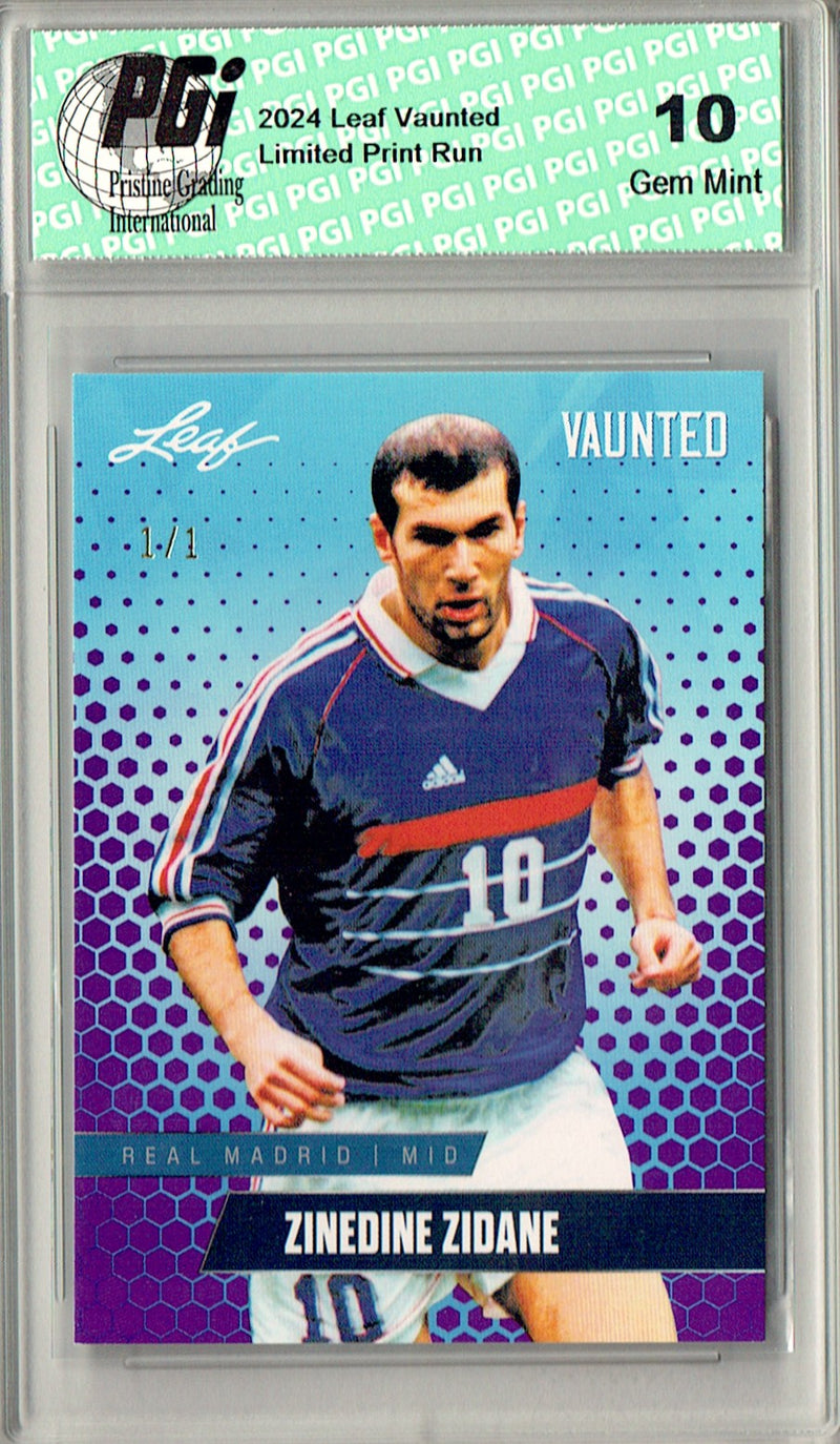 Zinedine Zidane 2024 Leaf Vaunted #V-20 Purple Blank Back 1/1 Rookie Card PGI 10