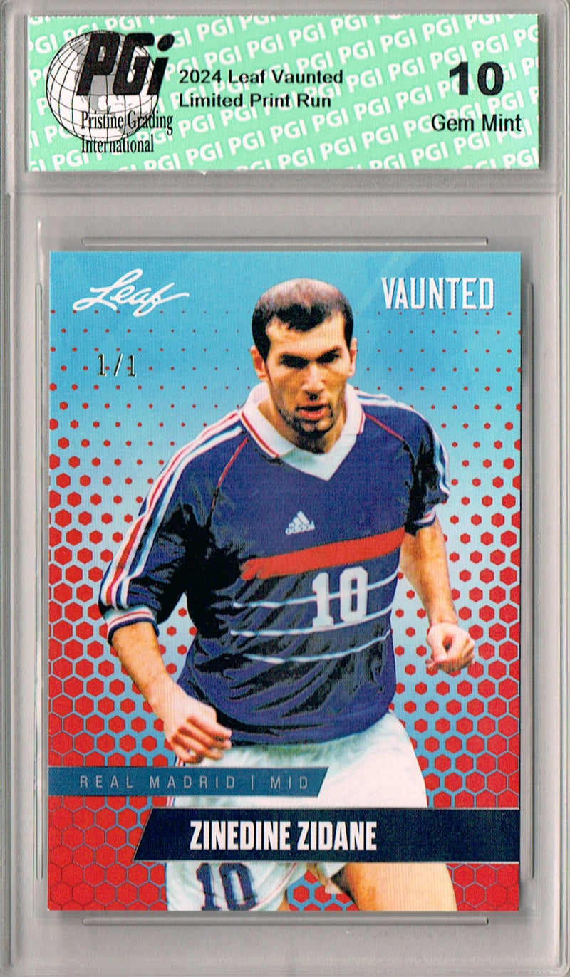 Zinedine Zidane 2024 Leaf Vaunted #V-20 Red Blank Back 1/1 Rookie Card PGI 10