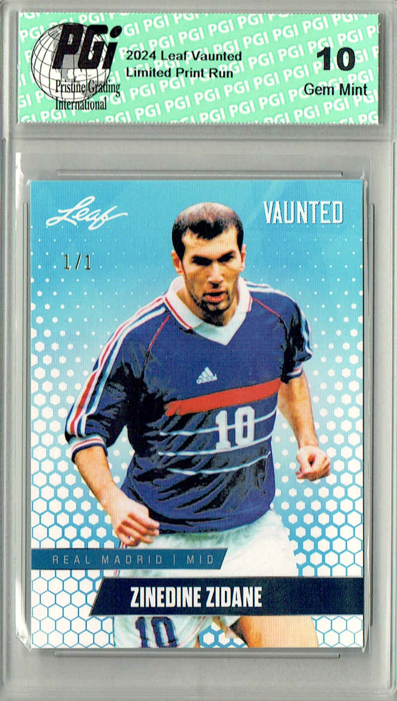 Zinedine Zidane 2024 Leaf Vaunted #V-20 White Blank Back 1/1 Rookie Card PGI 10