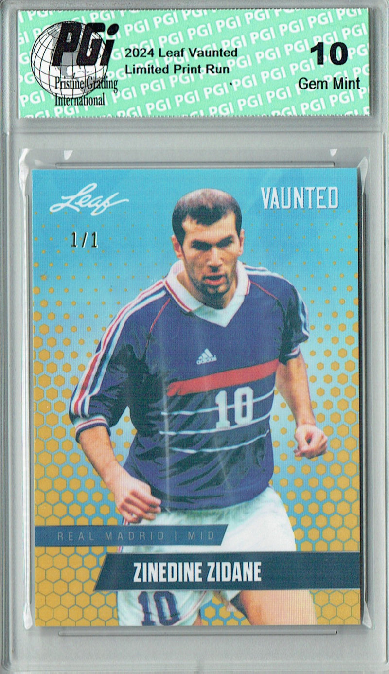 Zinedine Zidane 2024 Leaf Vaunted #V-20 Gold Shimmer 1/1 Rookie Card PGI 10