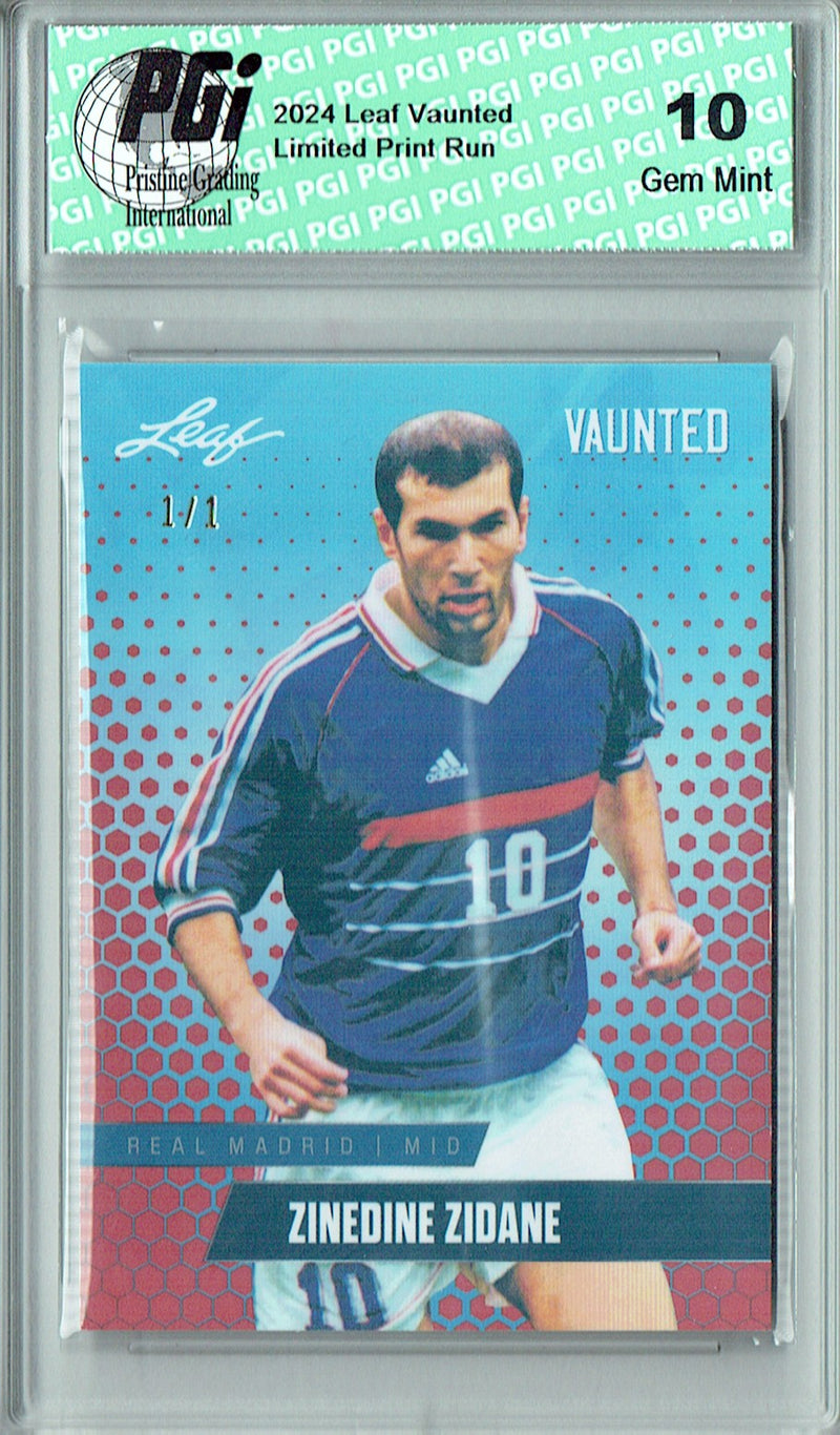 Zinedine Zidane 2024 Leaf Vaunted #V-20 Orange Shimmer 1/1 Rookie Card PGI 10