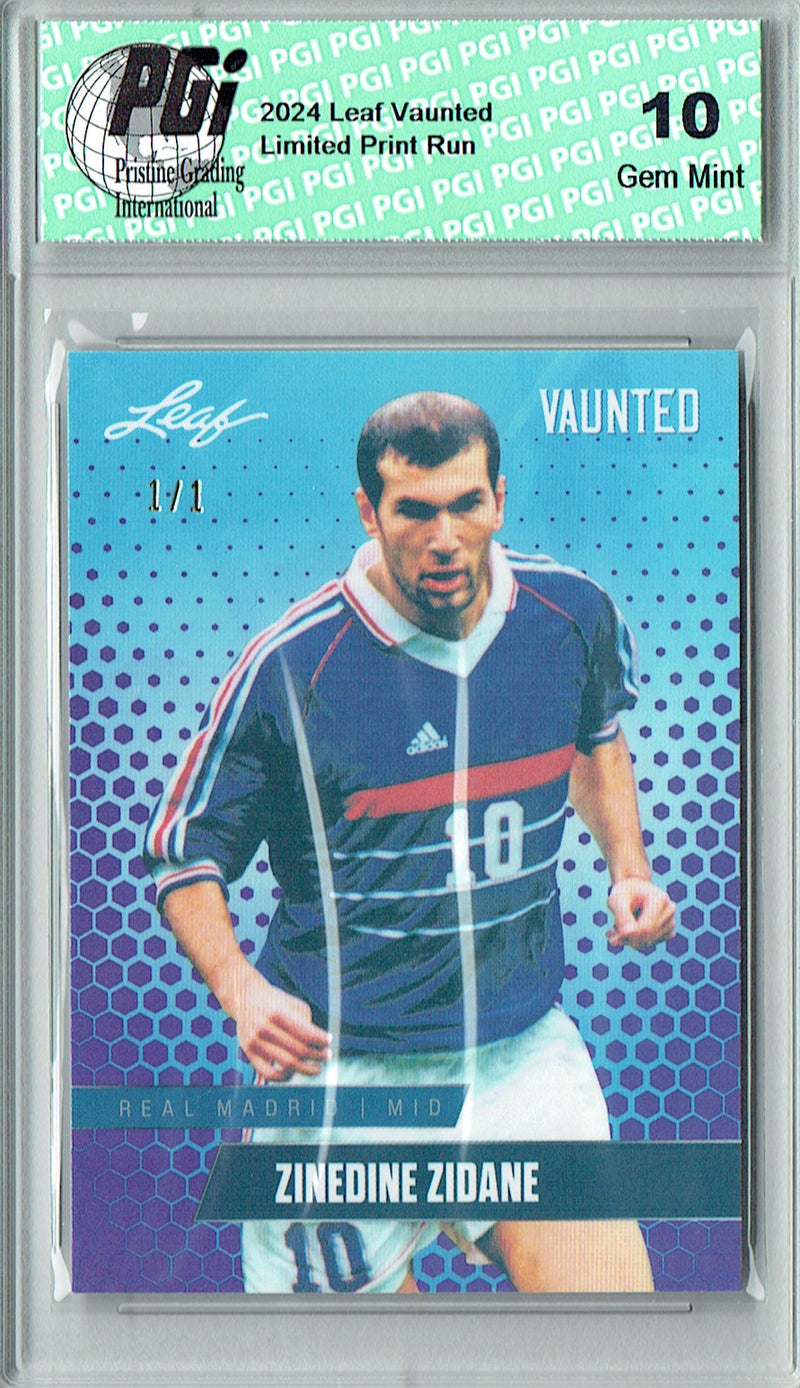 Zinedine Zidane 2024 Leaf Vaunted #V-20 Purple Shimmer 1/1 Rookie Card PGI 10