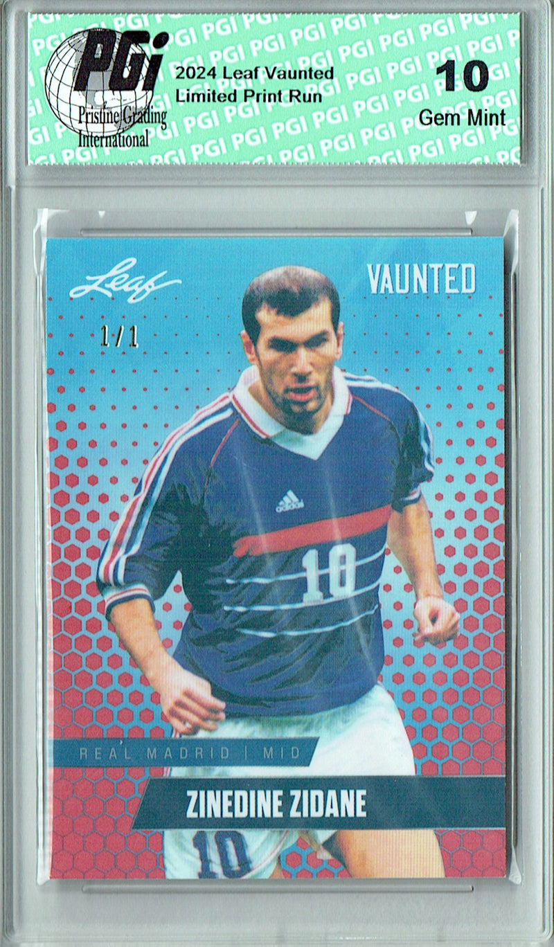 Zinedine Zidane 2024 Leaf Vaunted #V-20 Red Shimmer 1/1 Rookie Card PGI 10